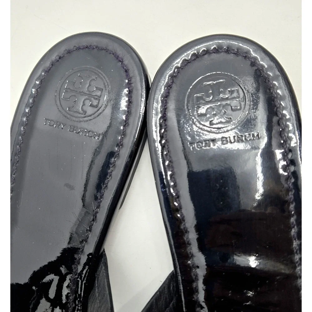 Tory Burch Sandals Women's 10.5 Miller Black Patent Thong